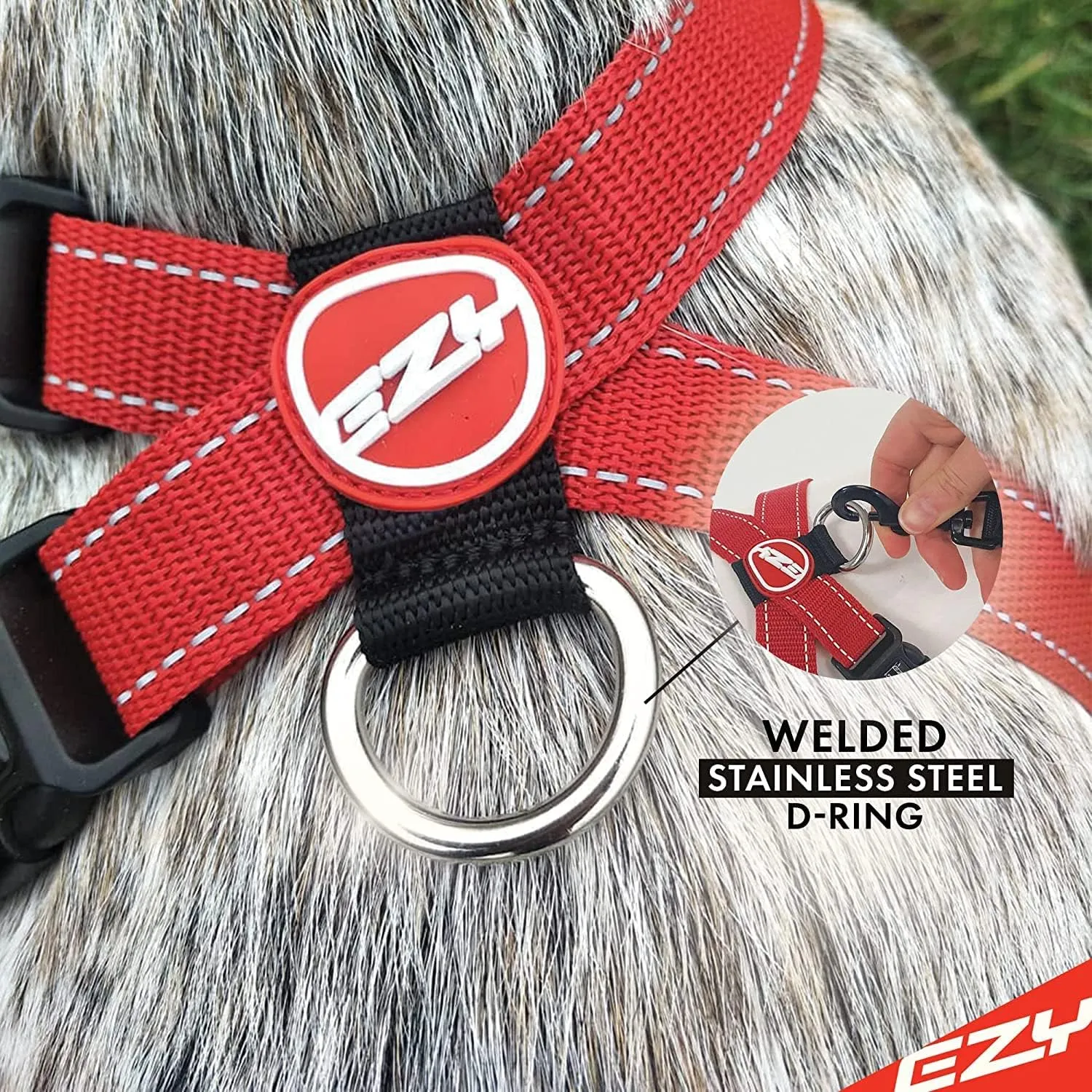 EzyDog Chest Plate No Pull Dog Harness  Escape Proof Harness with Reflective Stitching and Comfort Padding for Easy Walks, Training & Control - Car Restraint Included (Large, Green Camo)