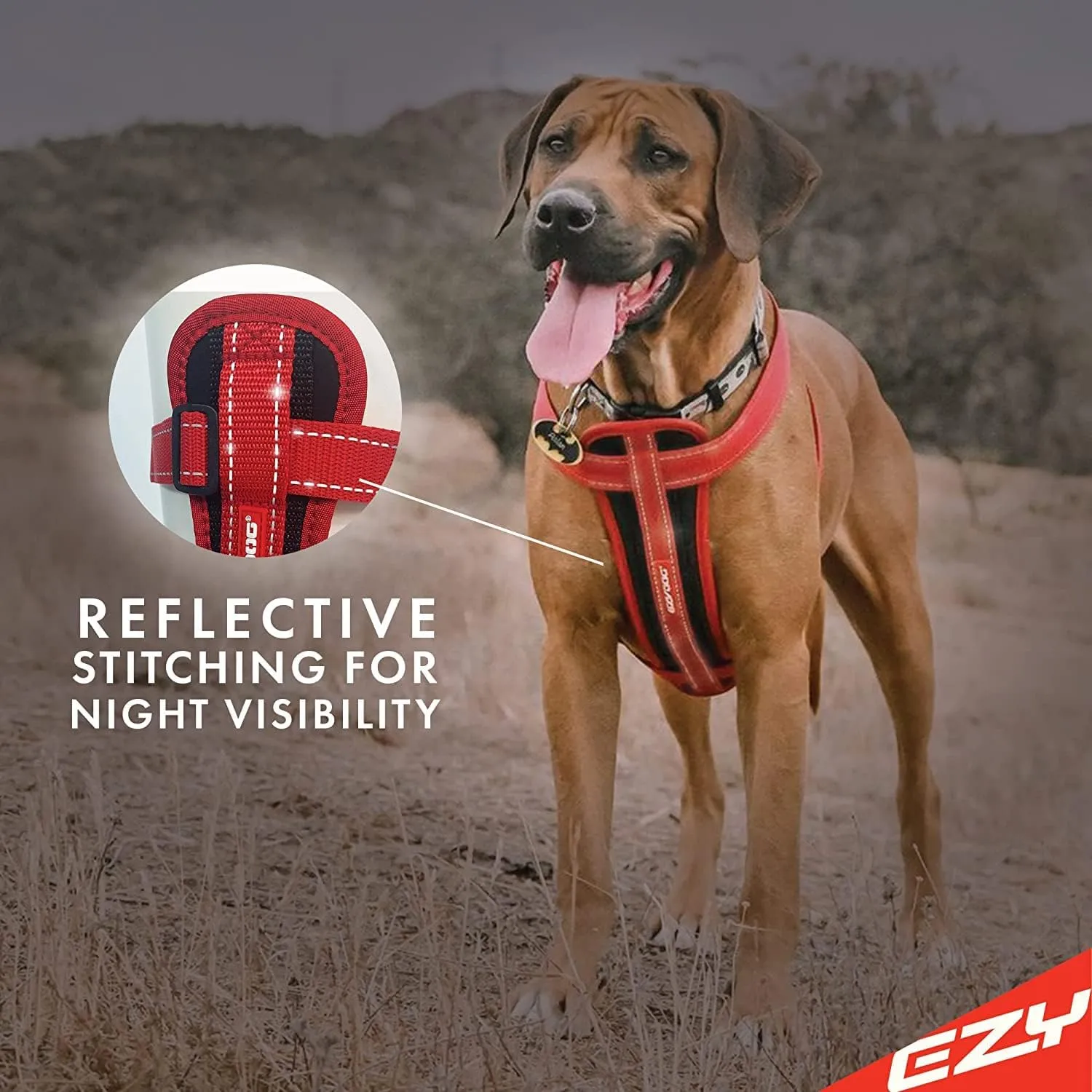 EzyDog Chest Plate No Pull Dog Harness  Escape Proof Harness with Reflective Stitching and Comfort Padding for Easy Walks, Training & Control - Car Restraint Included (Large, Green Camo)