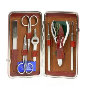 F. Hammann 7-Piece Stainless Steel Manicure Set with Leather Case