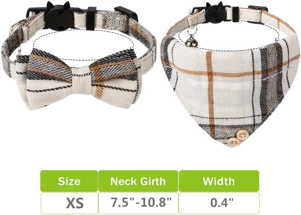 Faleela Breakaway Cat Collar with Bells - 2 Pack Cat Collar with Bells, Cat Collars with Bandana, Accessories for Pet Collars, Adjustable for Cats and Small Dogs
