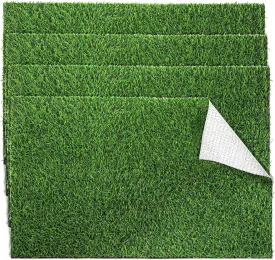 Fasmov 4 Pack Artificial Grass Guinea Pig Pee Pads, 15.7  23.6 Inch Fake Grass Rug Rabbit Grass Mat Dog Grass Pee Pads Artificial Turf Pet Grass Mat, Reusable Puppy Training Turf Mat
