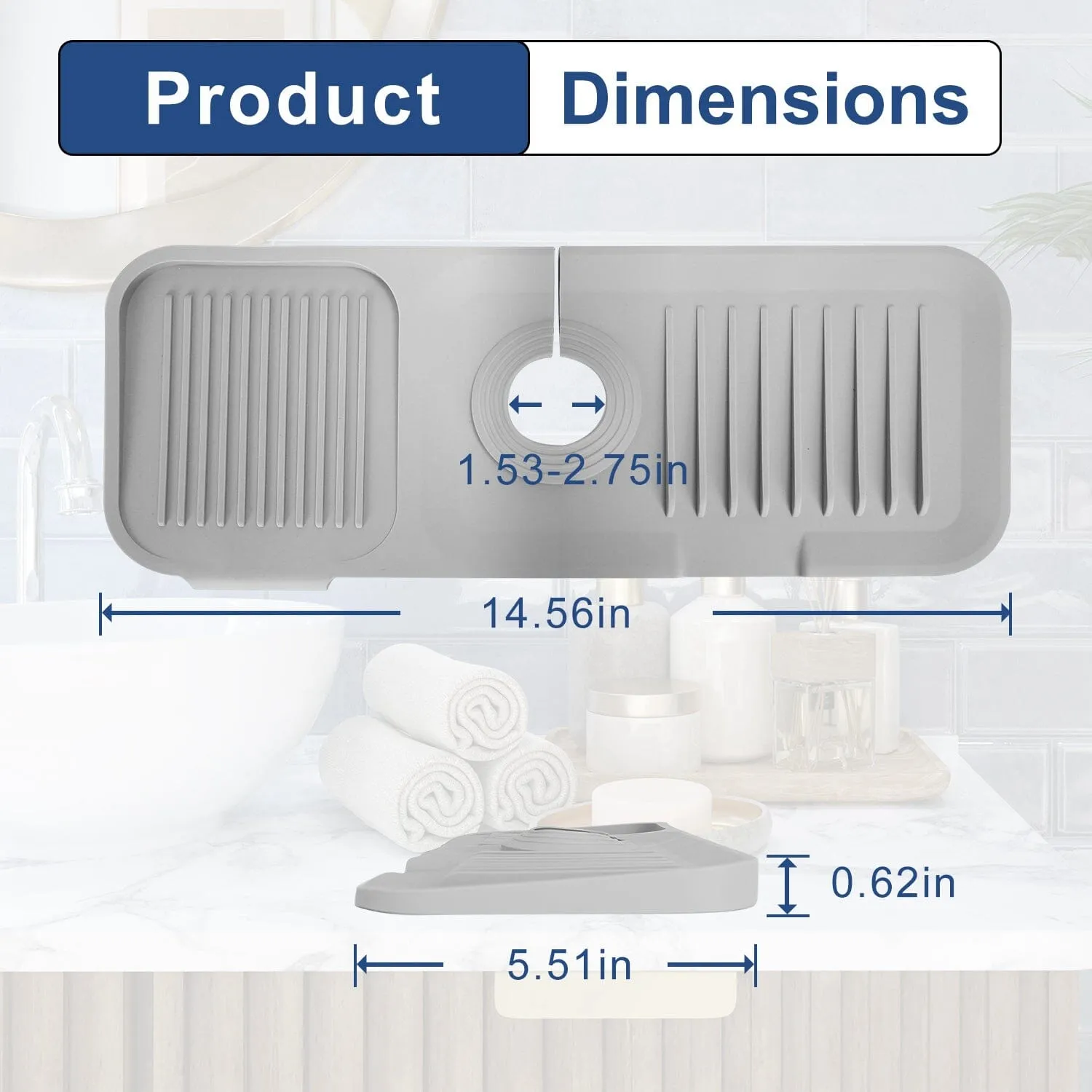 Faucet Splash Mat Sink Tray Water Drainage Pad Sponge Soap Holder