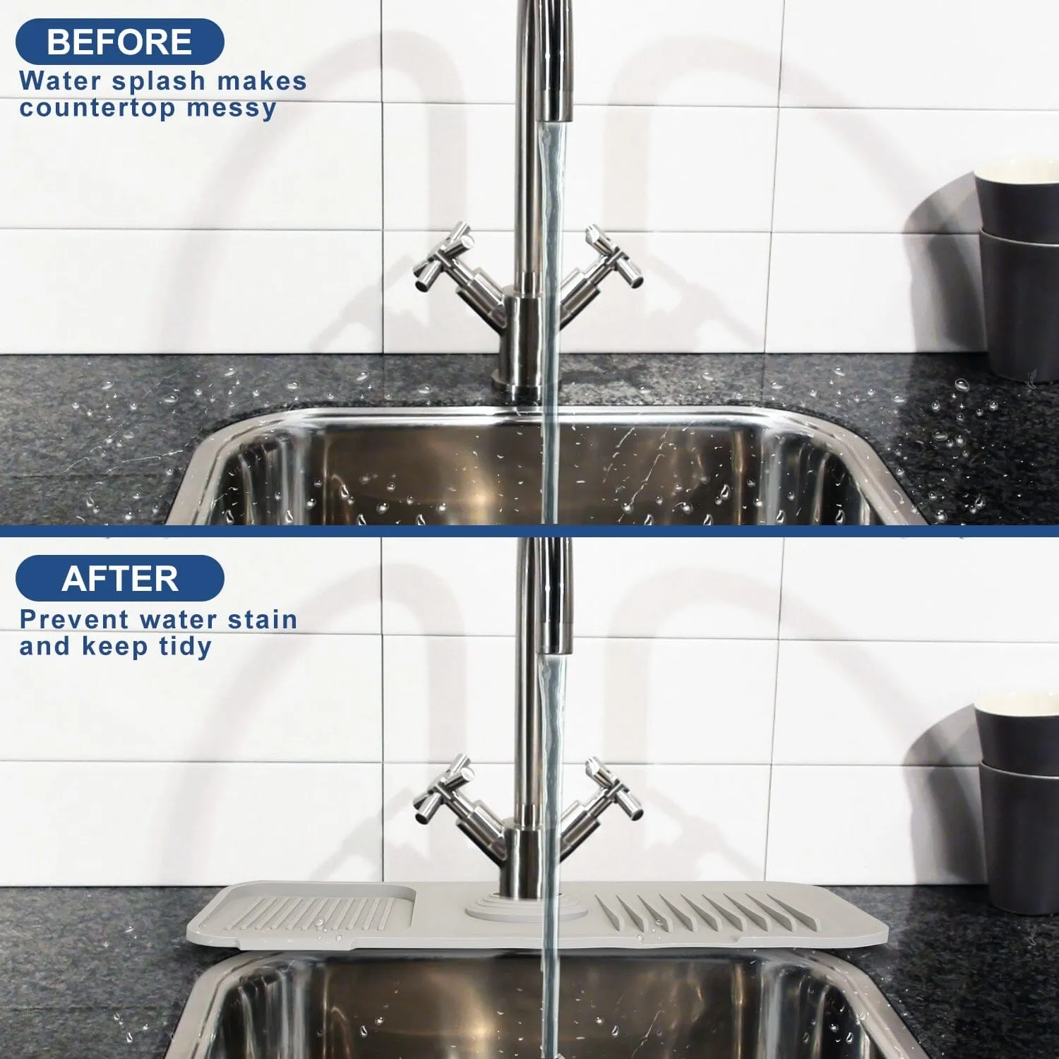 Faucet Splash Mat Sink Tray Water Drainage Pad Sponge Soap Holder