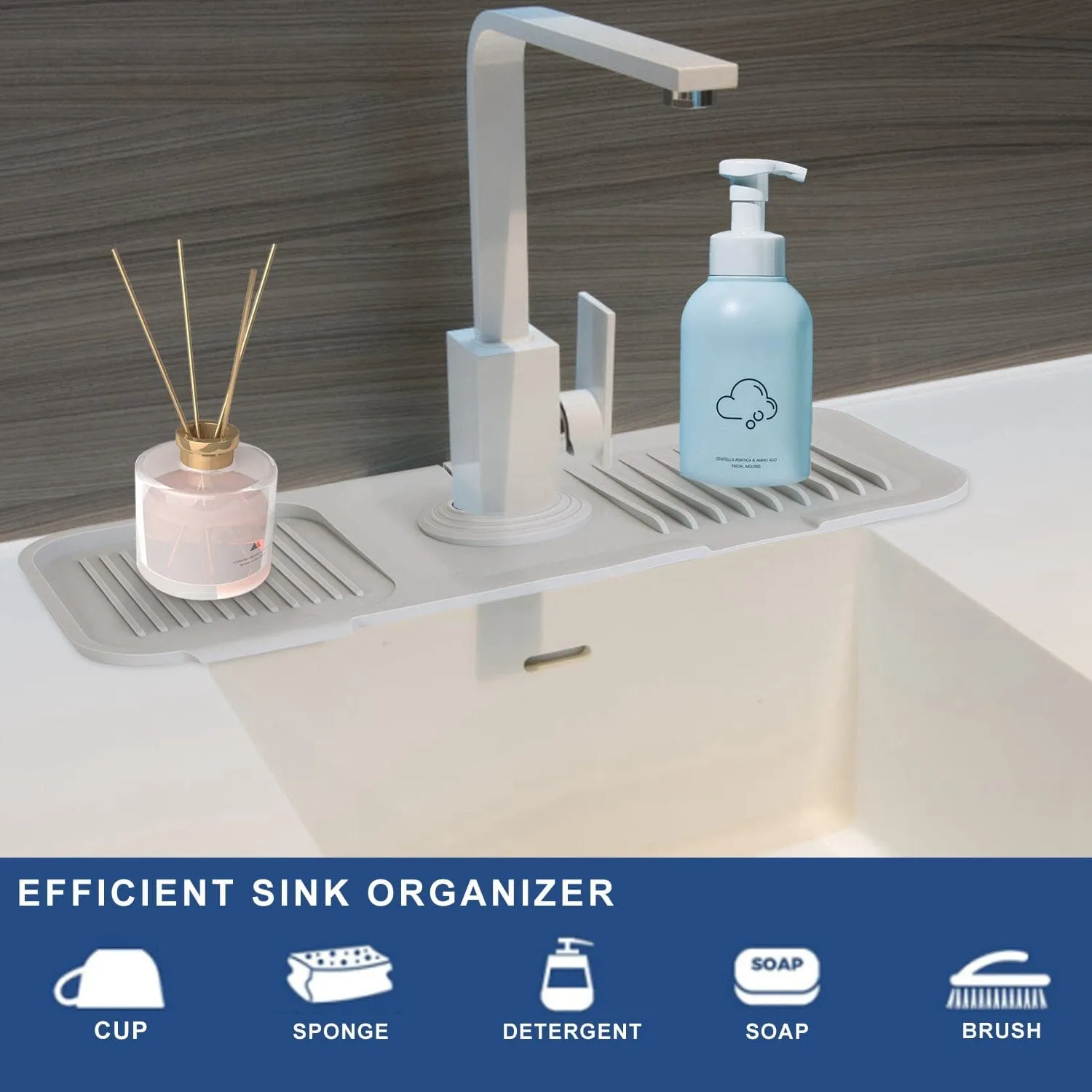 Faucet Splash Mat Sink Tray Water Drainage Pad Sponge Soap Holder