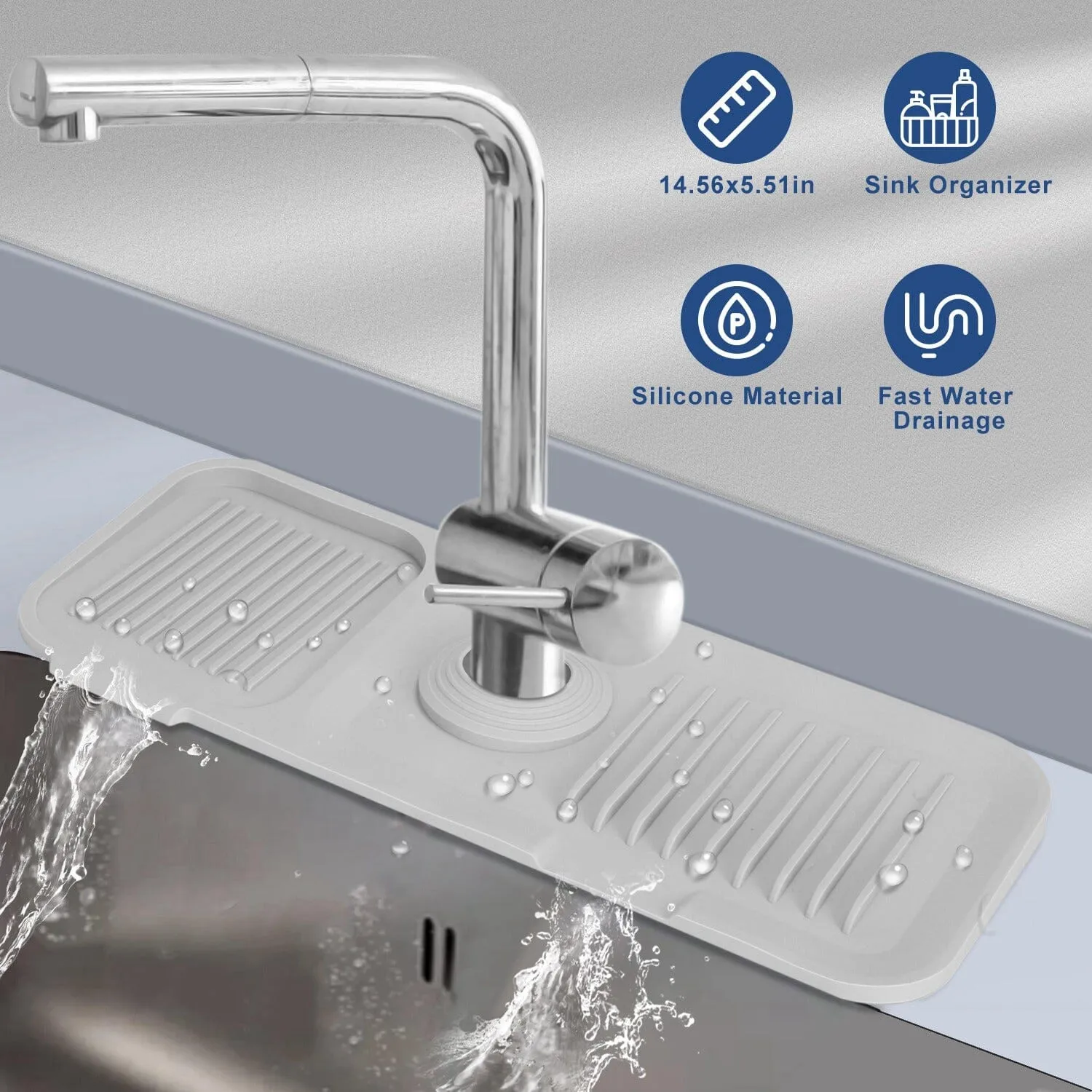 Faucet Splash Mat Sink Tray Water Drainage Pad Sponge Soap Holder