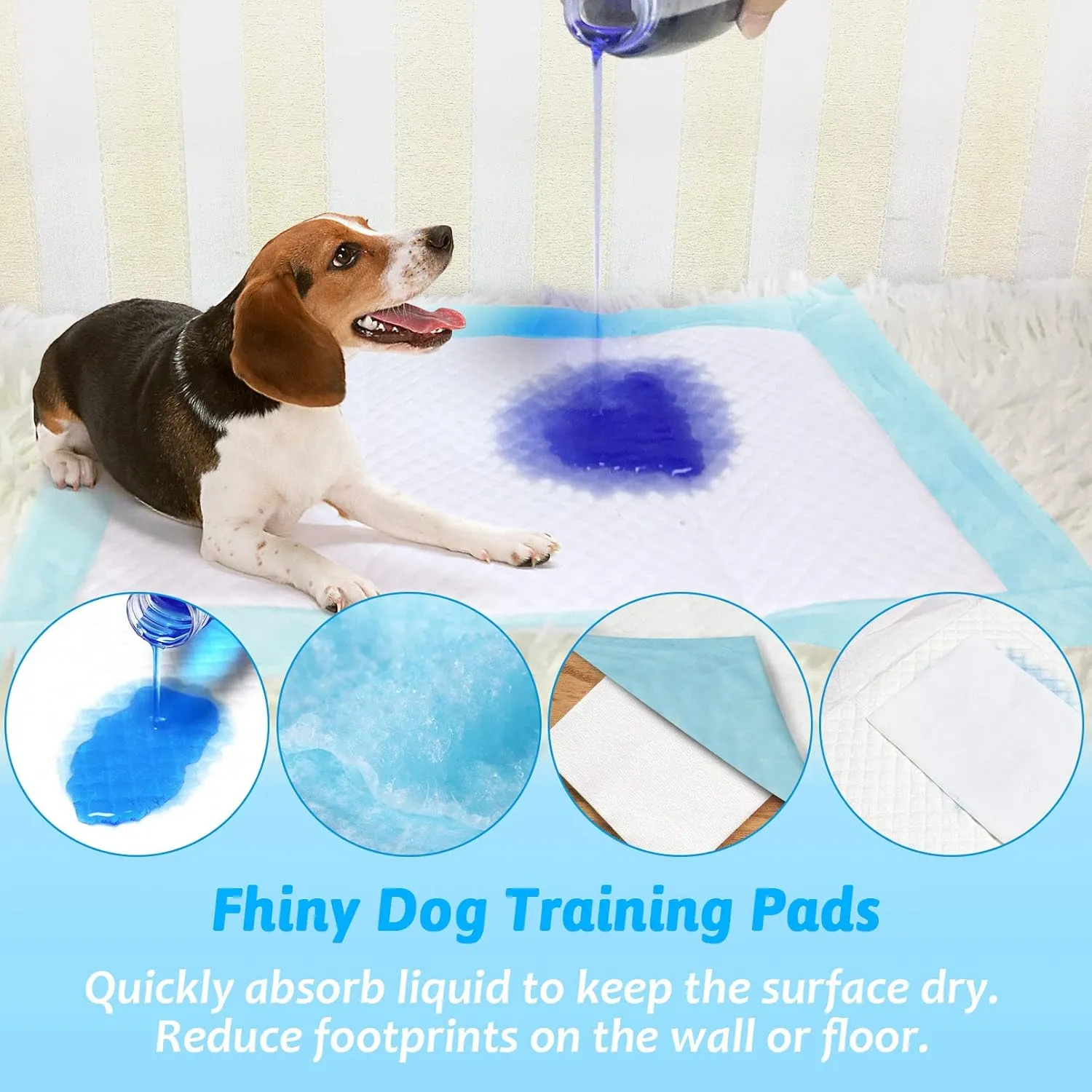 Fhiny Rabbit Pee Pads, 13" x 18" 100 PCS Disposable Bunny Cage Liner Leak-Proof Super Absorbent Potty Training Pad with Quick-Dry Surface for Rabbit Guinea Pig Cat Puppy or Other Small Animals
