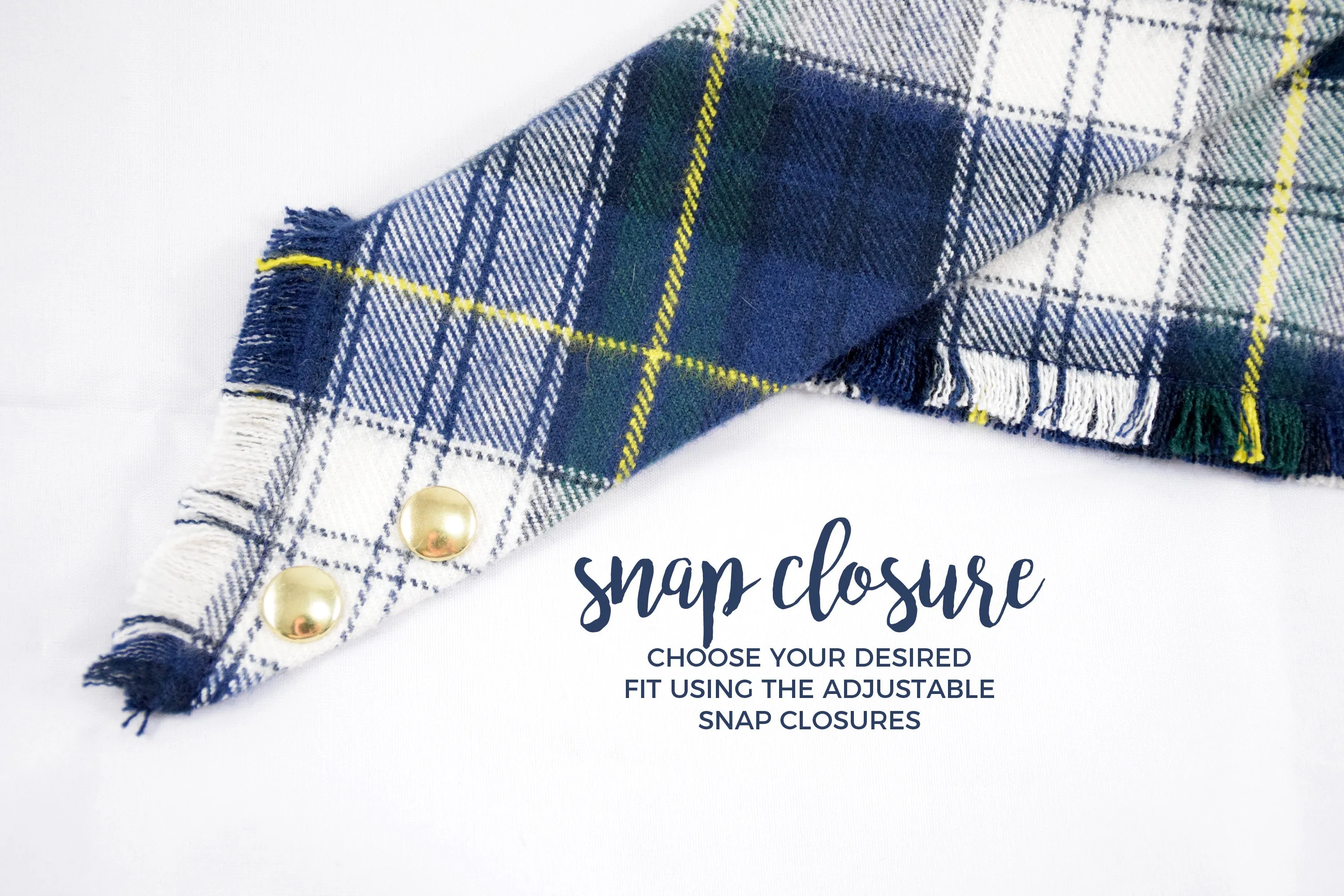 FIRESIDE Fringed Flannel Dog Bandana - Snap/Tie On Cotton Scarf
