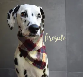 FIRESIDE Fringed Flannel Dog Bandana - Snap/Tie On Cotton Scarf