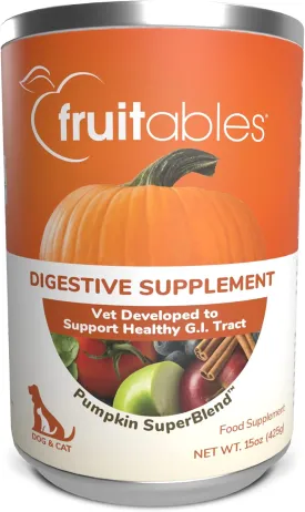 Fruitables Pumpkin Digestive Supplement | Made with Pumpkin for Dogs | Healthy Fiber Supplement for Pet Nutrition | 15 ounces