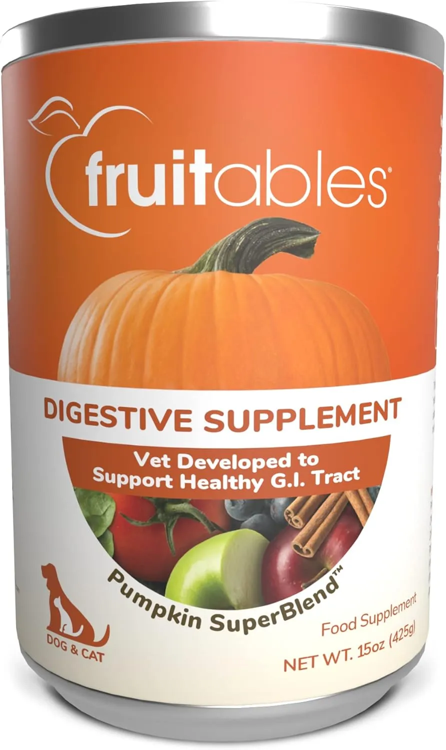 Fruitables Pumpkin Digestive Supplement | Made with Pumpkin for Dogs | Healthy Fiber Supplement for Pet Nutrition | 15 ounces