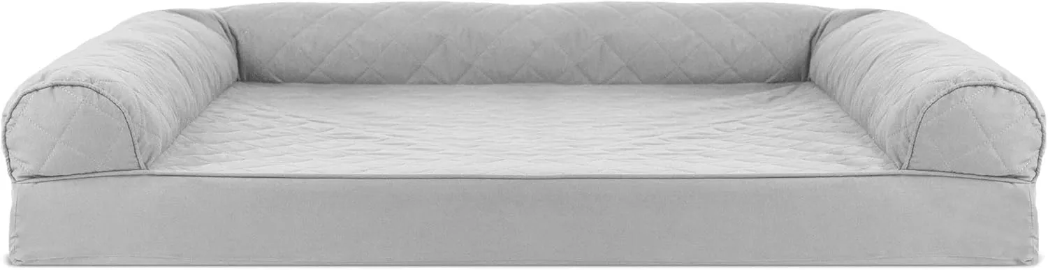 Furhaven Replacement Dog Bed Cover Quilted Sofa-Style, Machine Washable - Silver Gray, Jumbo (X-Large)