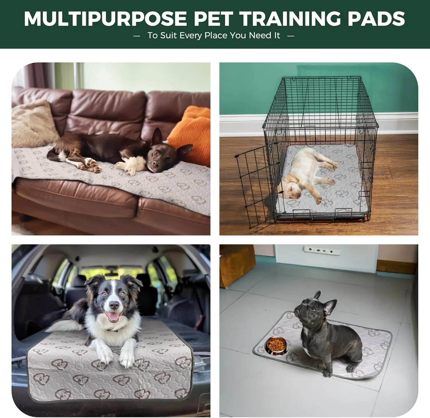FXW Washable Pee Pads for Dogs, Puppy Pads with Super Absorbent, Specifically Designed for Potty Training, Rectangle, 70" x 30", 2 Packs