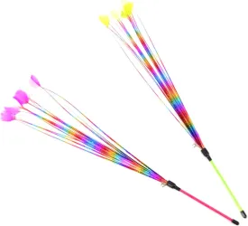 GANAZONO 2-Piece Mixed Color Cat Teaser Wand Feather Toys Interactive Cat Toys for Kitten Play