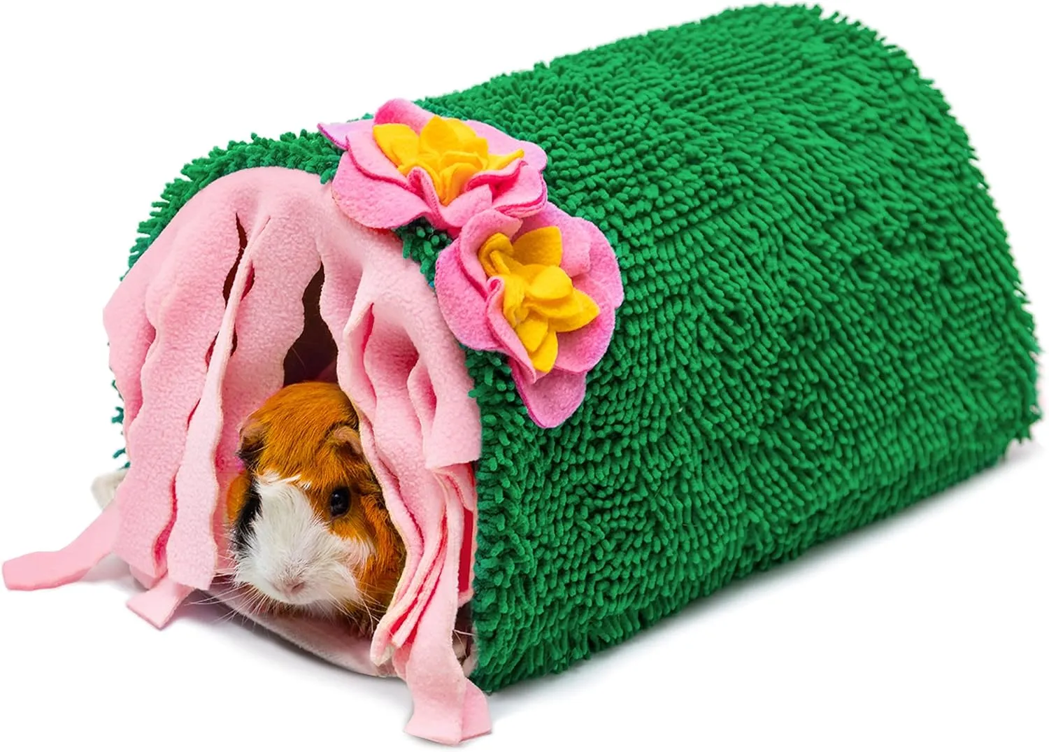 Guinea Pig Hideout - Soft Fleece Tunnel House for Rat Hamster Hedgehog Chinchilla Squirrel Samll Animals - Cute Cactus Shapes Bedding Cage Accessories for Sleeping Rest Playing