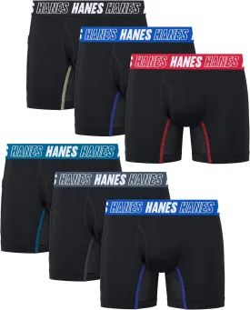 Hanes Boys' Moves Underwear Anti Chafe Boxer Briefs, 6-Pack