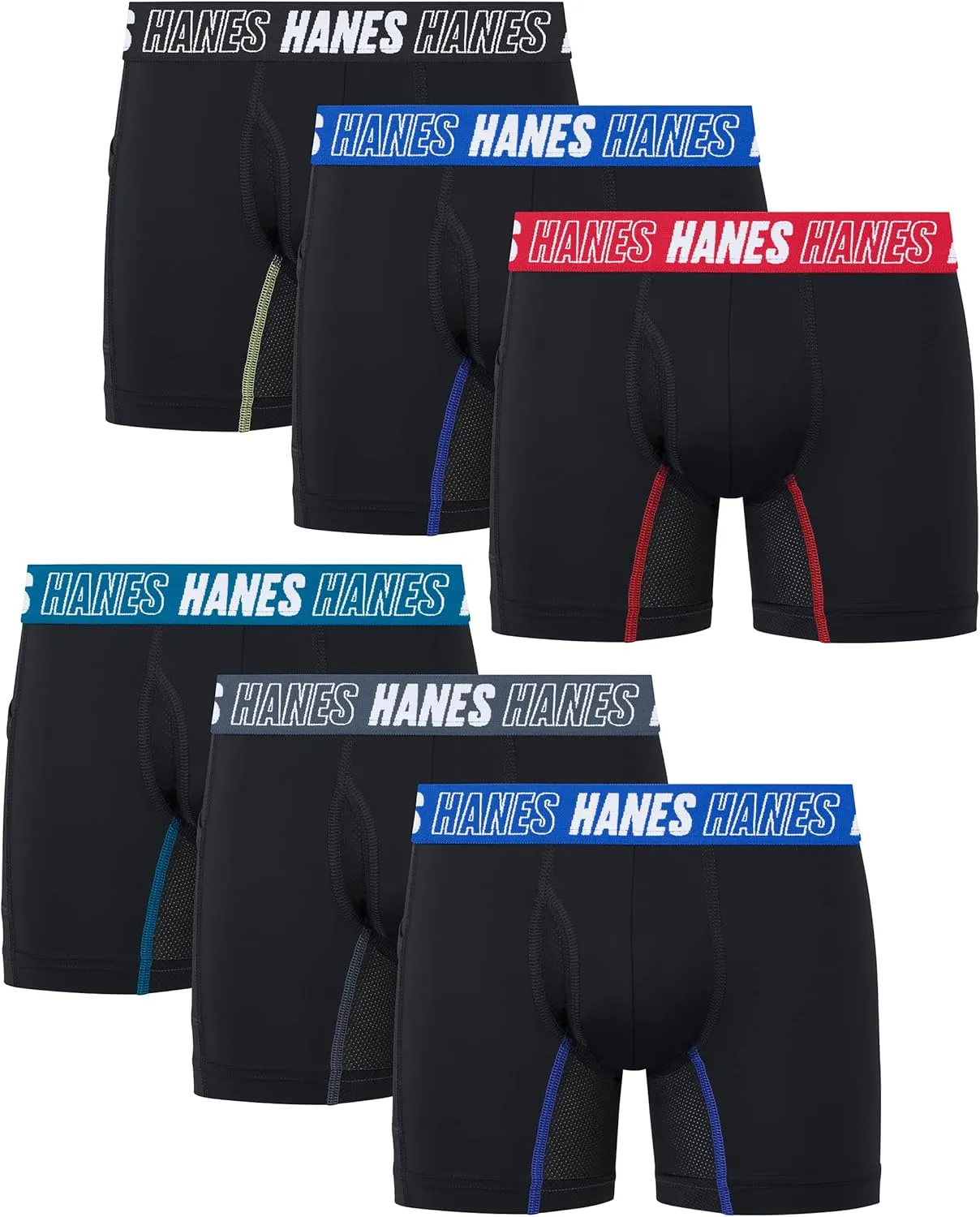 Hanes Boys' Moves Underwear Anti Chafe Boxer Briefs, 6-Pack