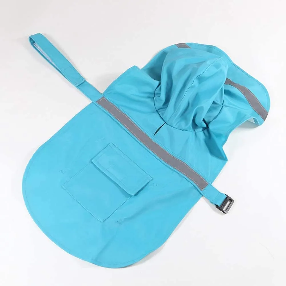 HAPEE Dog Raincoats for Large Dogs with Reflective Strip Hoodie,Rain Poncho Jacket for Dogs C3-Lake Blue