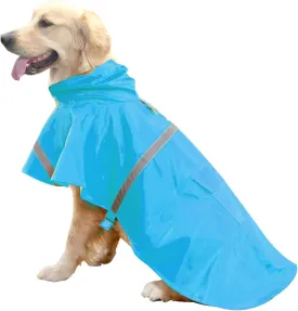 HAPEE Dog Raincoats for Large Dogs with Reflective Strip Hoodie,Rain Poncho Jacket for Dogs C3-Lake Blue