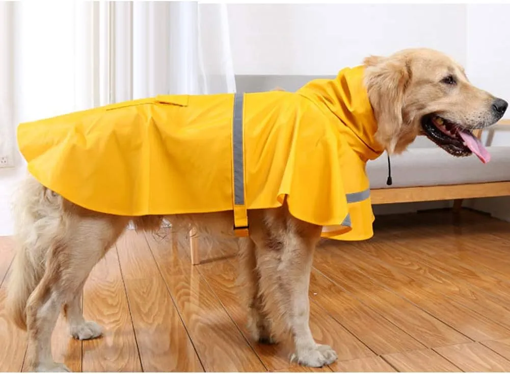 HAPEE Dog Raincoats for Large Dogs with Reflective Strip Hoodie,Rain Poncho Jacket for Dogs