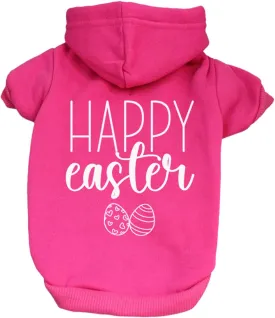 Happy Easter Dog Hoodie Fleece Lined Pullover Sweatshirt with Leash Hole (Hot Pink, X-Large 1216)