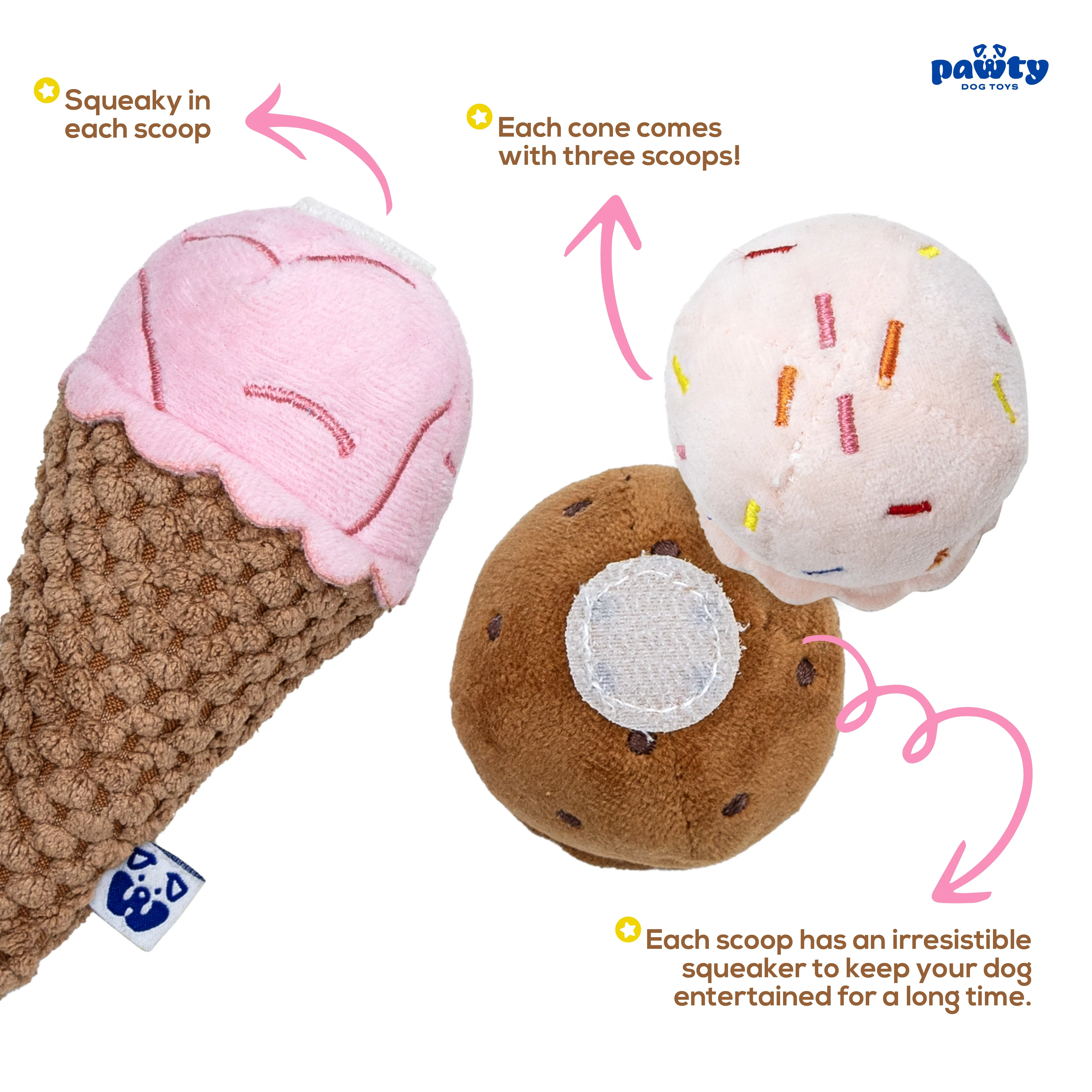 ICE CREAM PLUSH DOG TOY