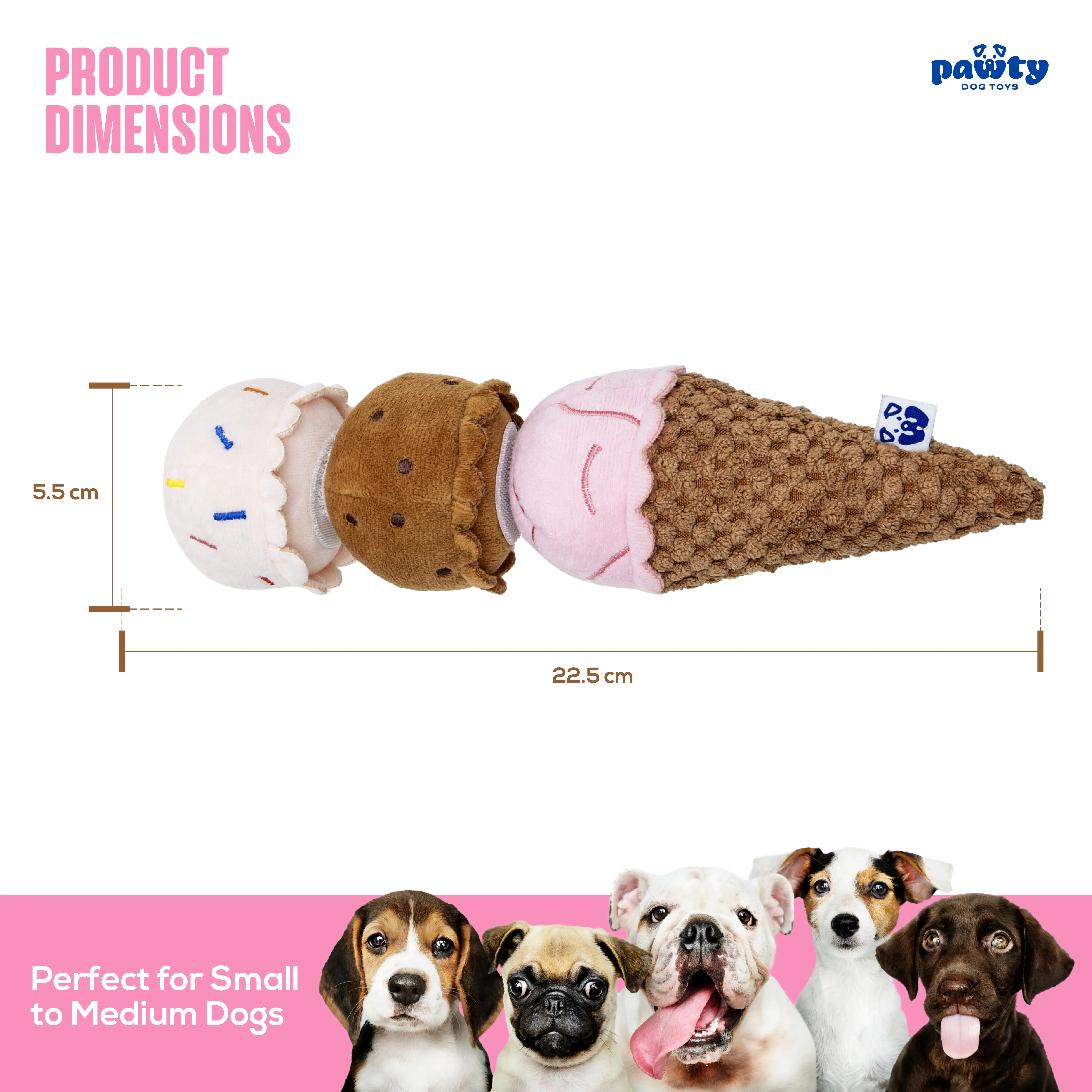 ICE CREAM PLUSH DOG TOY