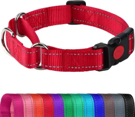 Joytale Martingale Collar for Dogs, Reflective Heavy Duty for Safety, Quick Release Buckle, Adjustable Nylon Collars for Small Dogs Walking Training, Red,S