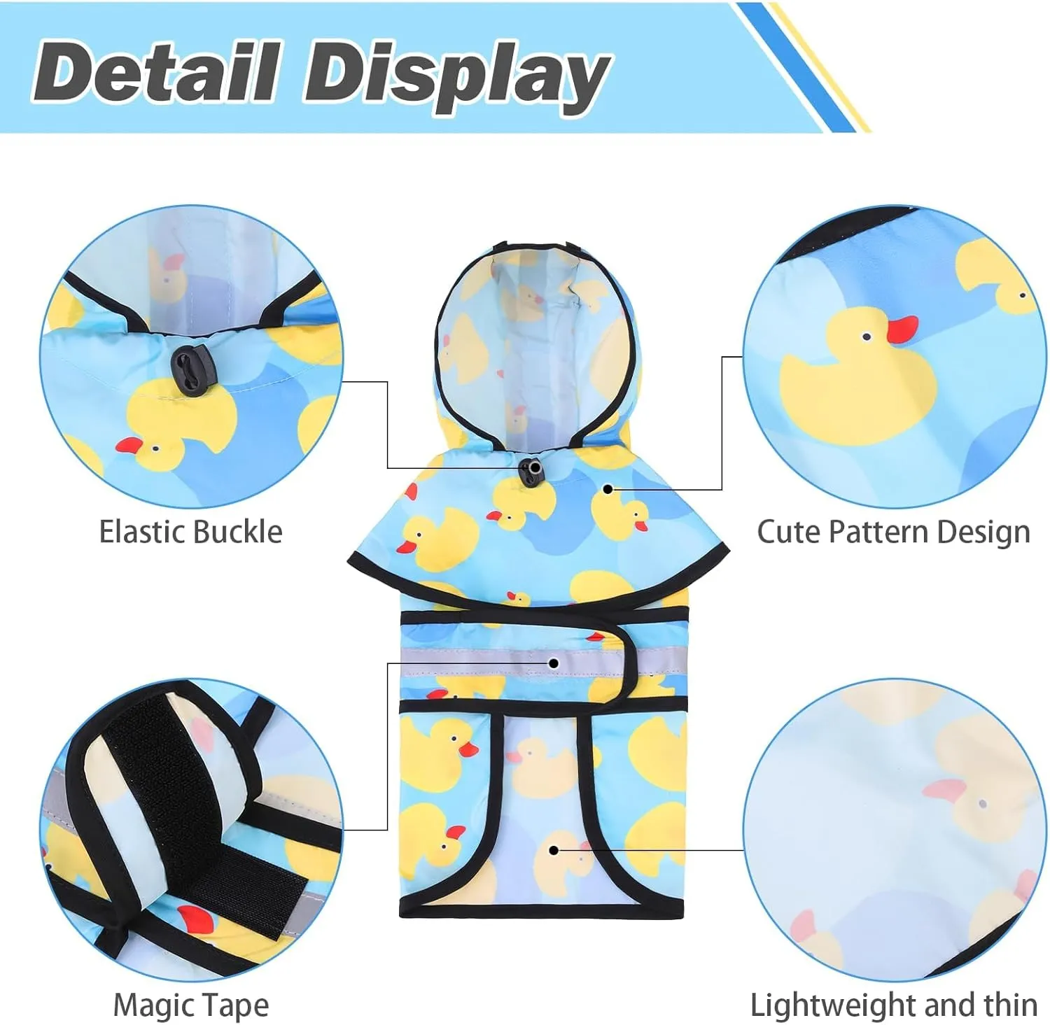 KOOLTAIL Dog Raincoat Hooded Slicker Poncho with Leash Hole, Raincoat for Small Medium Dogs, Waterproof Doggie Rain Jacket with Reflective Strip, Adjustable Breathable Puppy Rainwear-Yellow Duck