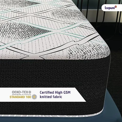 Livpure Smart Ortho CurvX Memory Foam Mattress| 5D Sleep Zones Curved Foam | Stress-Relief Biocrystals| with Dow ComfortScience | Certified Fabric | King Bed (72x72x6) inches, Removal Zipper Cover
