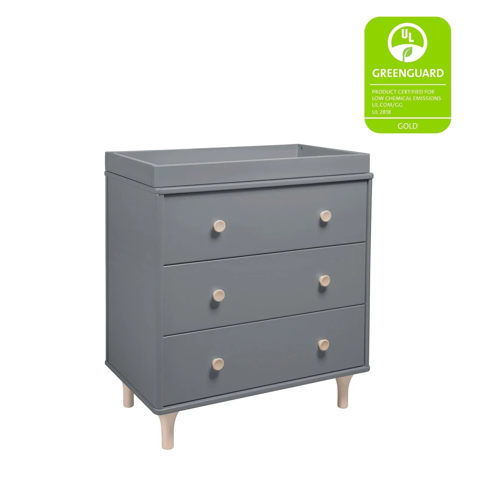 Lolly 3-Drawer Changer Dresser with Removable Changing Tray | Grey