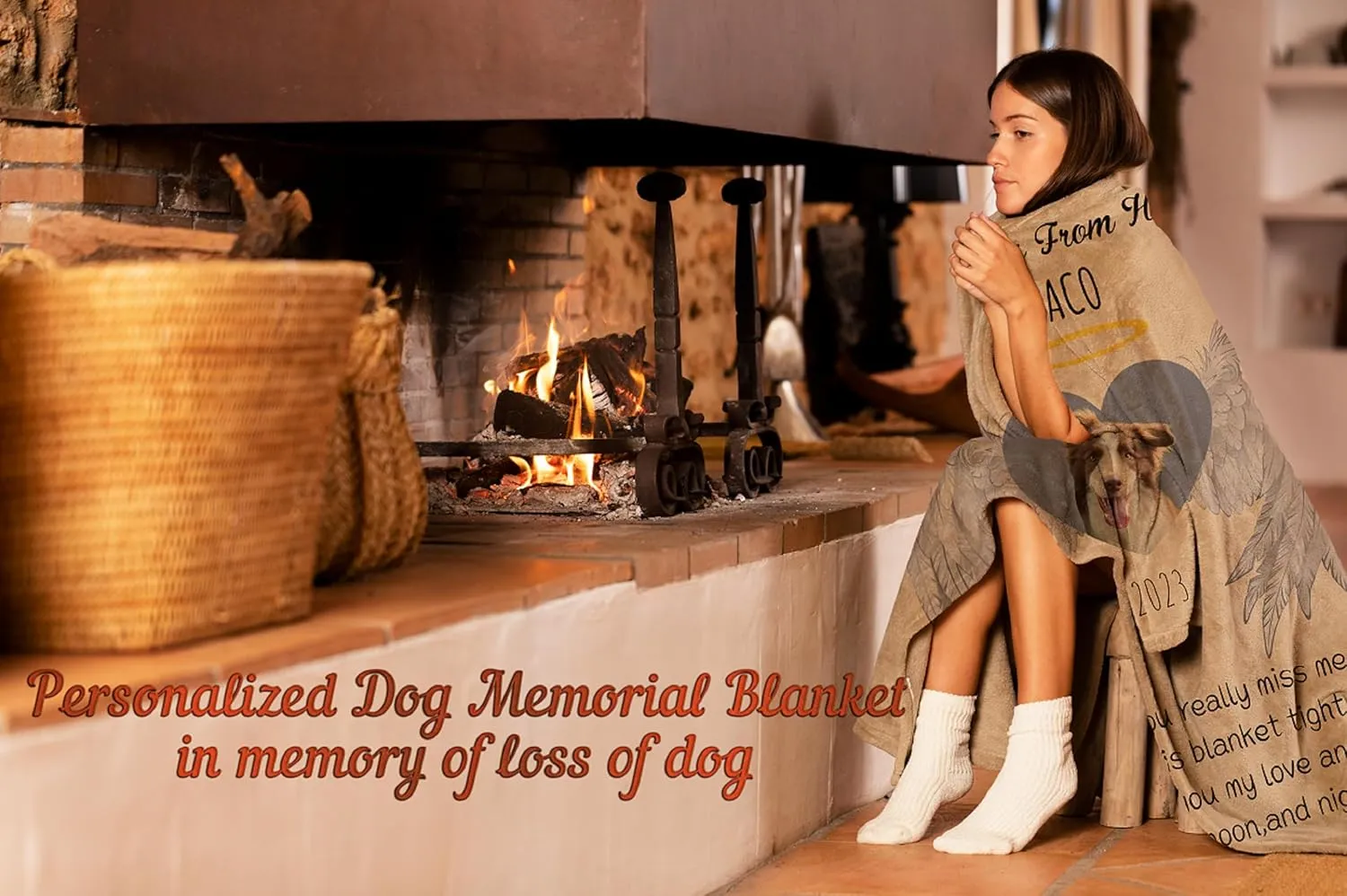 M YESCUSTOM Custom Dog Memorial Blanket Personalized Pet Cat Loss Sympathy Memory Blanket Remembrance Gift with Picture Name for Dog Lover Pet Owner