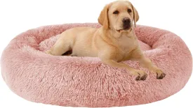 MFOX Calming Dog Bed (L/XL/XXL/XXXL) for Medium and Large Dogs Comfortable Pet Bed Faux Fur Donut Cuddler Up to 15/30/50/100lbs