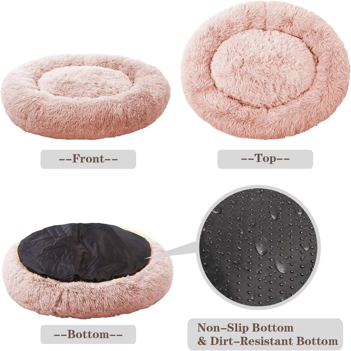 MFOX Calming Dog Bed (L/XL/XXL/XXXL) for Medium and Large Dogs Comfortable Pet Bed Faux Fur Donut Cuddler Up to 15/30/50/100lbs