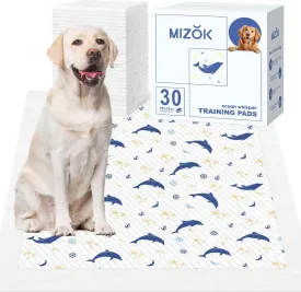 MIZOK 36x36 Puppy Pads, Dog Pads Extra Large with Ocean Whisper Prints, Potty Training Pee Pads for Dogs, Cute Dog Pee Pads Jumbo Absorbs Up to 12 Cups of Urine, Leak-ProofQuick-Dry (30 Counts)