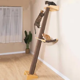 Modern 78.7 Tall Leaning Wall Carpet Cat Tree Tower Scratching Post Pillar with Cat Bed Hammock Perch, Climbing Pole for Wall and Window(Carpet Cover)