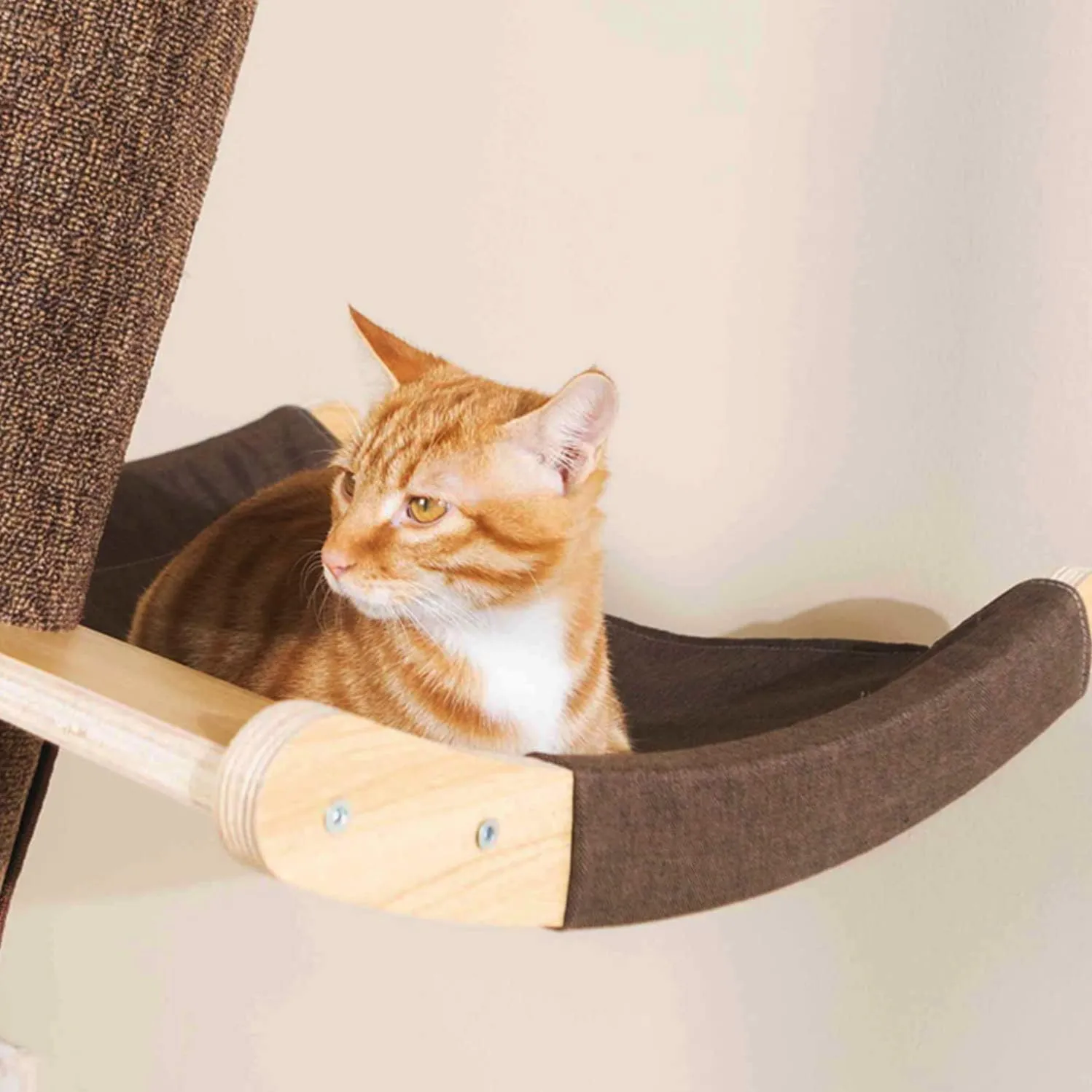 Modern 78.7 Tall Leaning Wall Carpet Cat Tree Tower Scratching Post Pillar with Cat Bed Hammock Perch, Climbing Pole for Wall and Window(Carpet Cover)