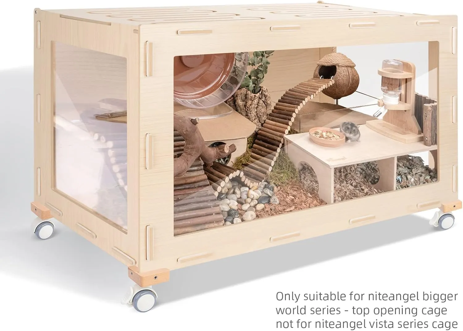 Niteangel Supplement Universal Wheel - Fits for Niteangel Bigger World - MDF Aspen Hamster Cage to Move Your Hamster Cage Simply (Burlywood, for Niteangel Bigger World - Top Opening Door)