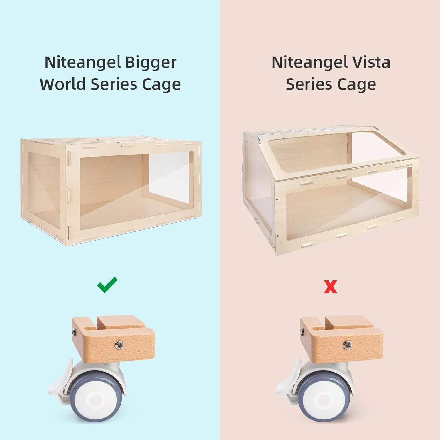 Niteangel Supplement Universal Wheel - Fits for Niteangel Bigger World - MDF Aspen Hamster Cage to Move Your Hamster Cage Simply (Burlywood, for Niteangel Bigger World - Top Opening Door)