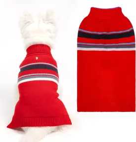PAWCHIE Dog Sweater - Warm Thick Coat for Small to Large Dogs & Cats, Turtleneck with Leash Hole, Red