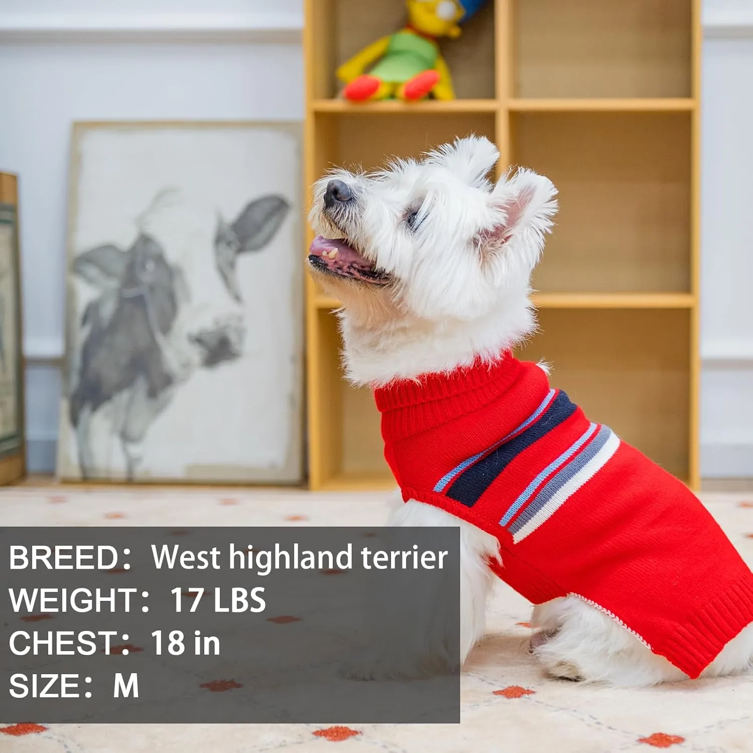 PAWCHIE Dog Sweater - Warm Thick Coat for Small to Large Dogs & Cats, Turtleneck with Leash Hole, Red