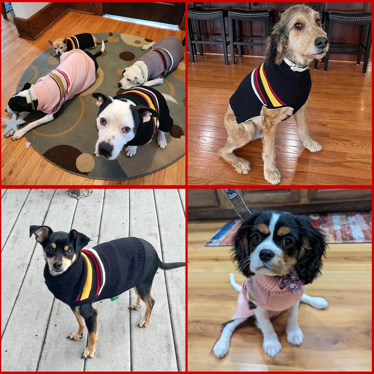 PAWCHIE Dog Sweater - Warm Thick Coat for Small to Large Dogs & Cats, Turtleneck with Leash Hole, Red