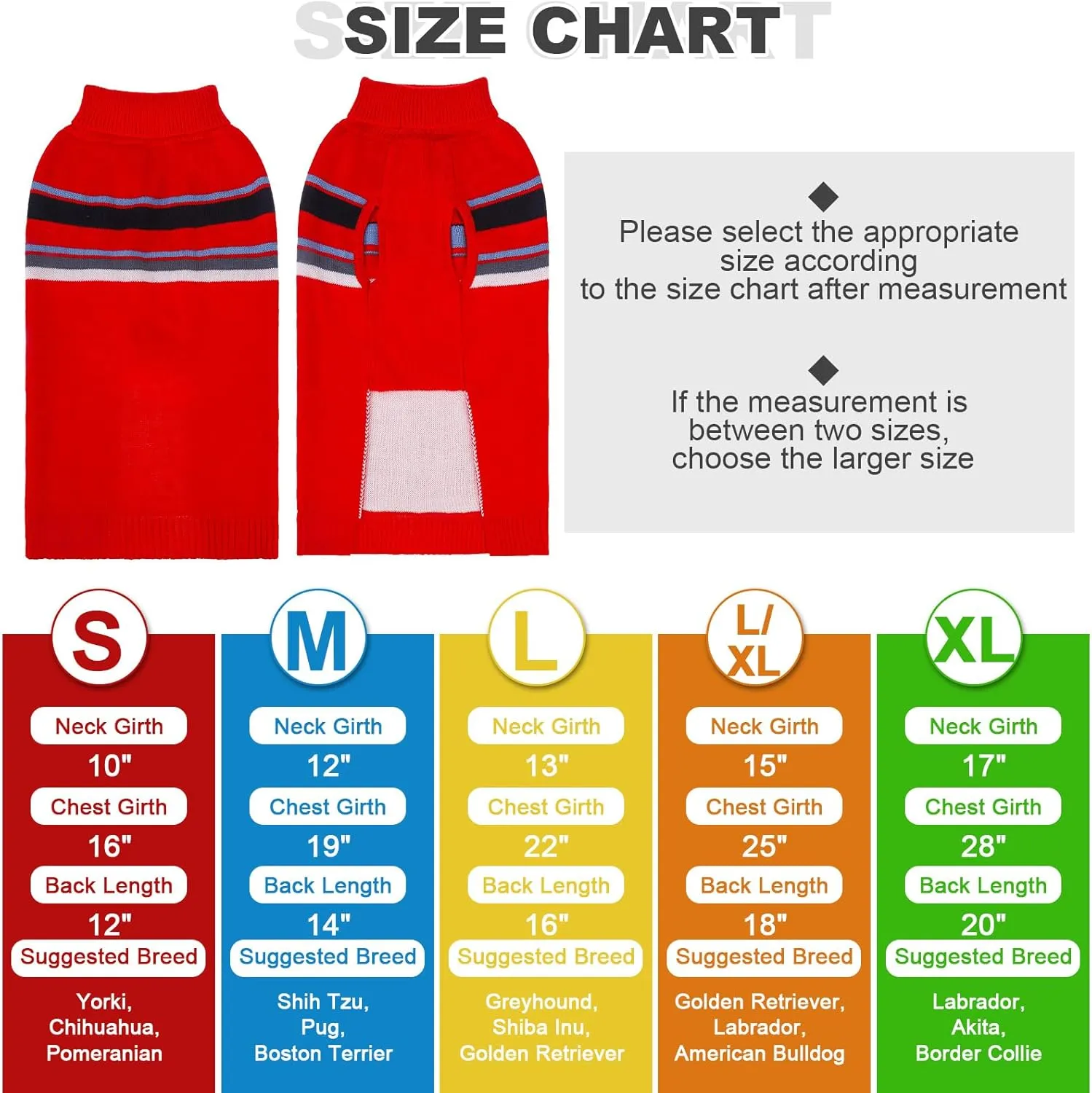 PAWCHIE Dog Sweater - Warm Thick Coat for Small to Large Dogs & Cats, Turtleneck with Leash Hole, Red