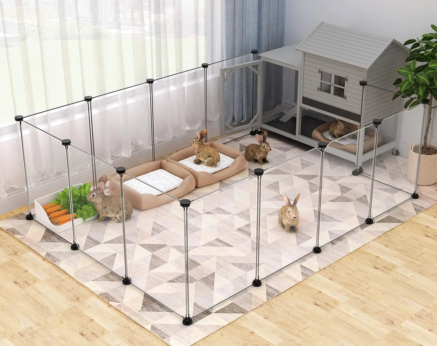 Pet Playpen,24 Inch Tall Puppy Playpen Portable Small Animals Playpen, Pet Fence Yard Fence for Puppy,Bunny,Guinea Pigs,Ferrets,Mice,Hamsters,Hedgehogs,Turtles
