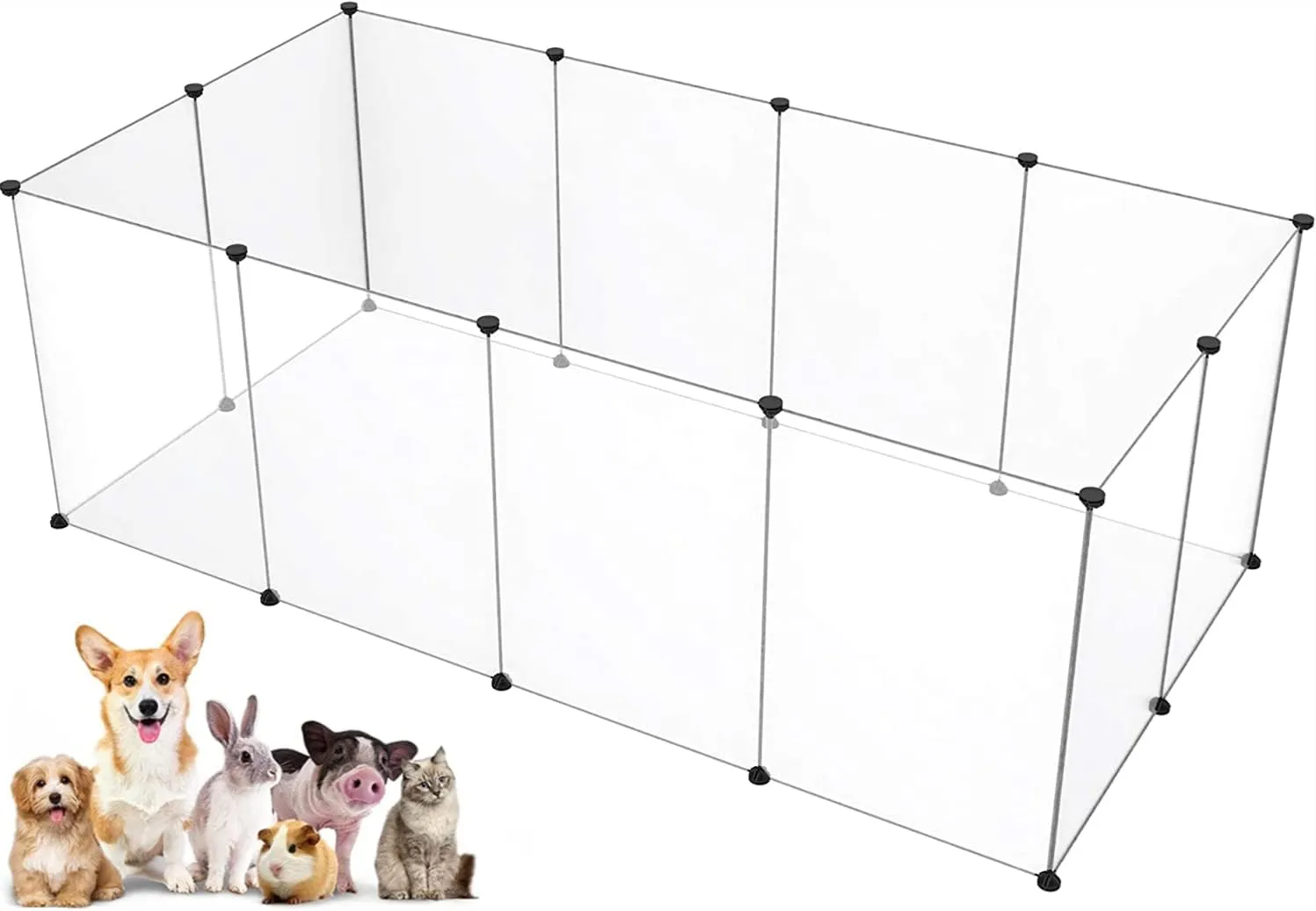 Pet Playpen,24 Inch Tall Puppy Playpen Portable Small Animals Playpen, Pet Fence Yard Fence for Puppy,Bunny,Guinea Pigs,Ferrets,Mice,Hamsters,Hedgehogs,Turtles
