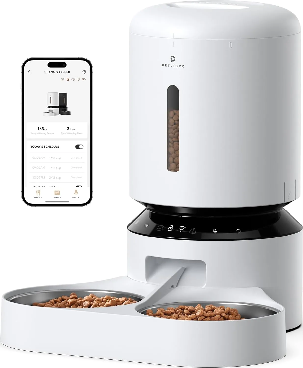 PETLIBRO Automatic Cat Feeder, 5G WiFi Pet Feeder for Two Cats or Dogs with Remote Control, 5L Cat Food Dispenser with Low Food Sensor, 1-10 Meals Per Day, Up to 10s Meal Call for Pets