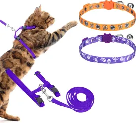 PUPTECK Adjustable Cat Harness and Leash Set with Breakaway Cat Collar Breakaway 2 Pack