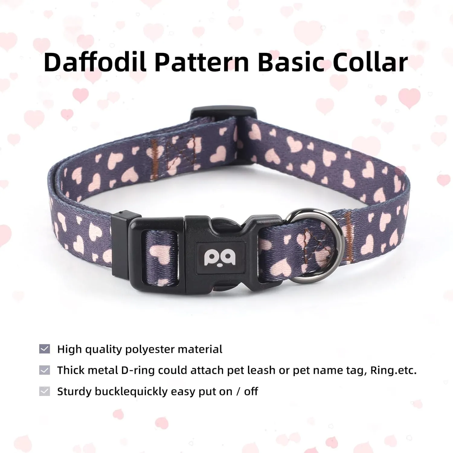 QQPETS Dog Harness Collar Leash - No Pull Pet Adjustable Back Clip Halter Basic Collar Heavy Duty 5FT Anti-Twist Leash for Extra Small Puppy Medium Large Breed Training Easy Walk(XS,Black Heart)