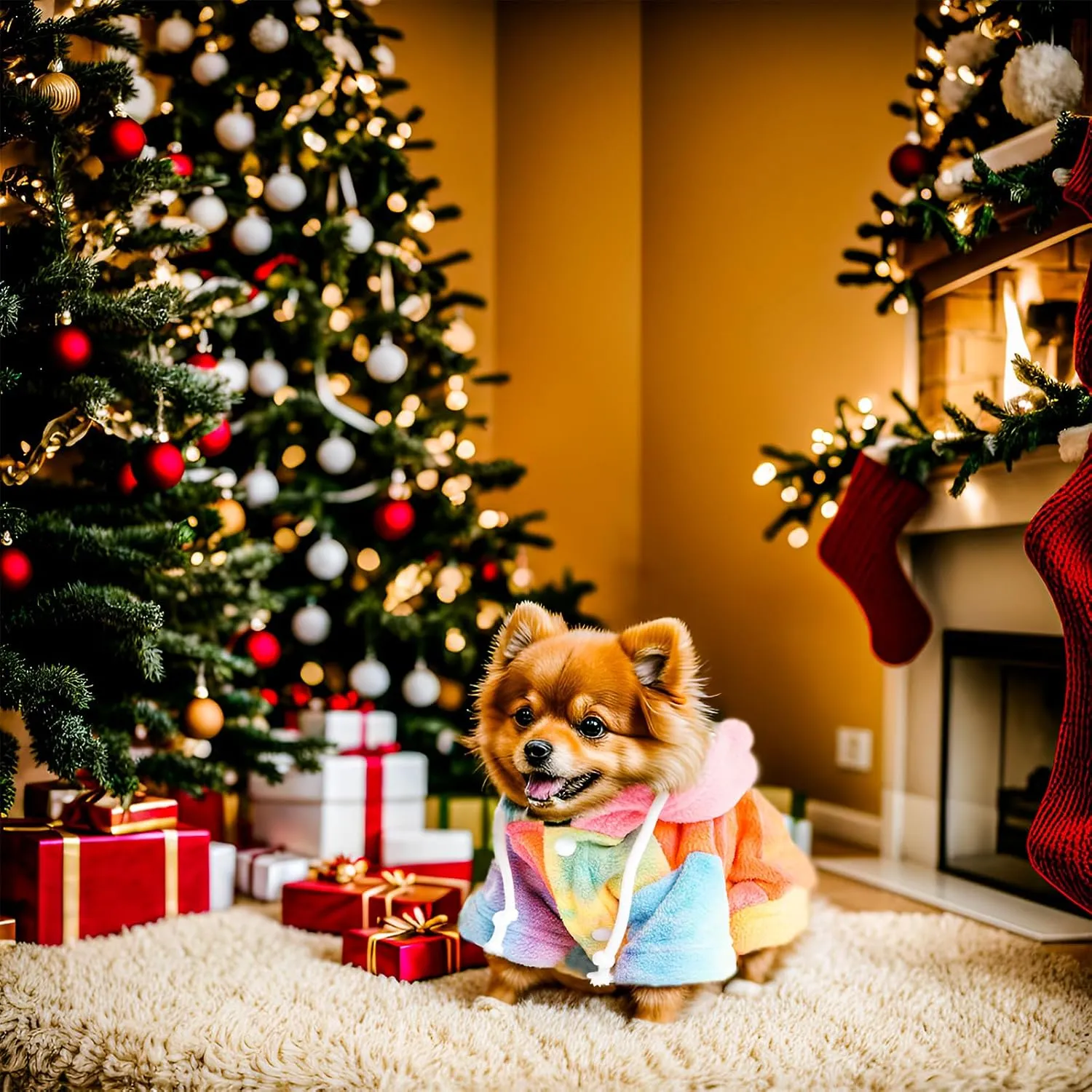 Rbenxia Tie Dye Dog Hoodie Cold Weather Coat Soft Fleece Puppy Sweatshirt Warm Jacket Pet Clothes Winter Outfit for Small Puppy Cat Pets (Multicolor, Small)