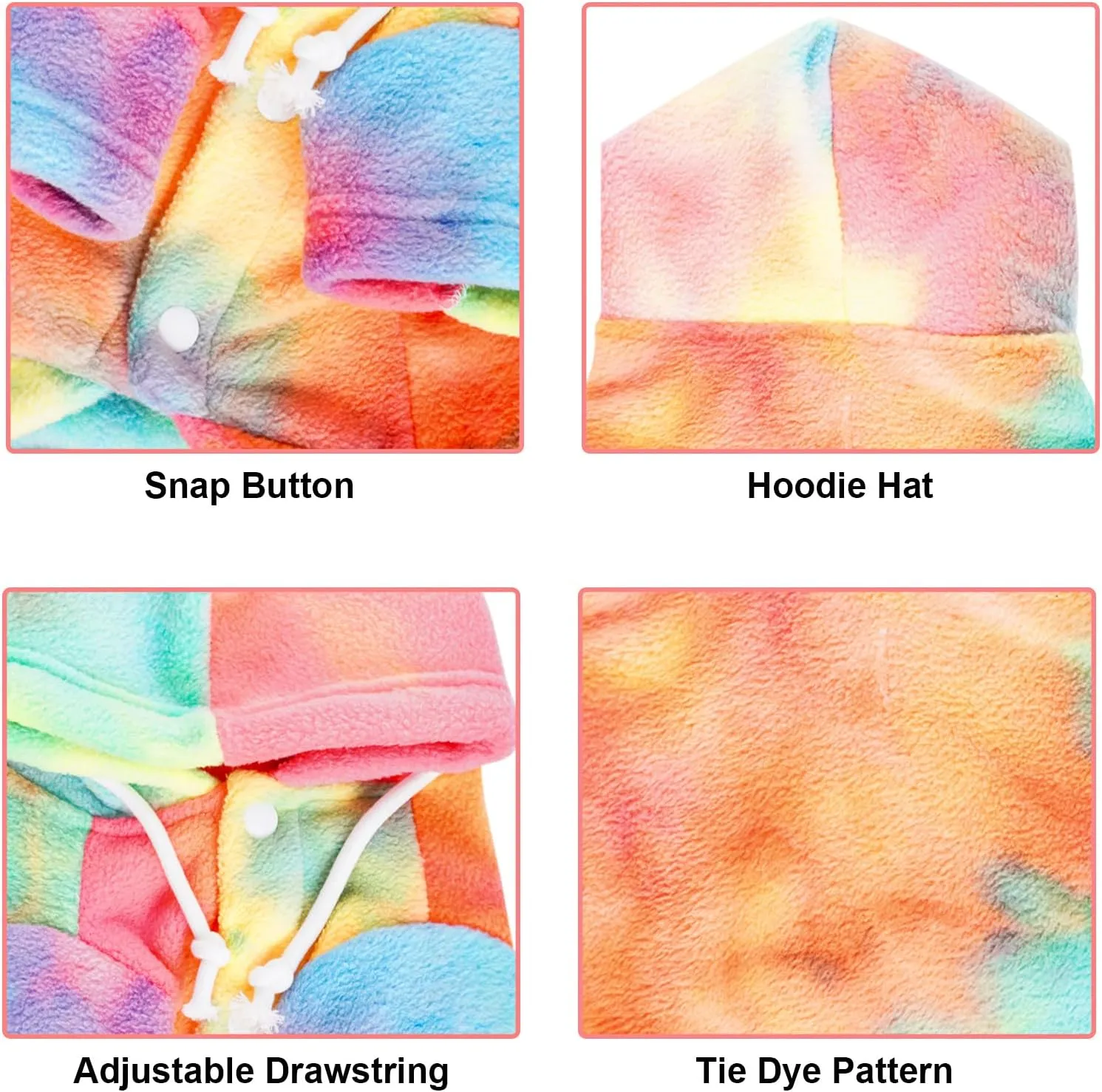 Rbenxia Tie Dye Dog Hoodie Cold Weather Coat Soft Fleece Puppy Sweatshirt Warm Jacket Pet Clothes Winter Outfit for Small Puppy Cat Pets (Multicolor, Small)