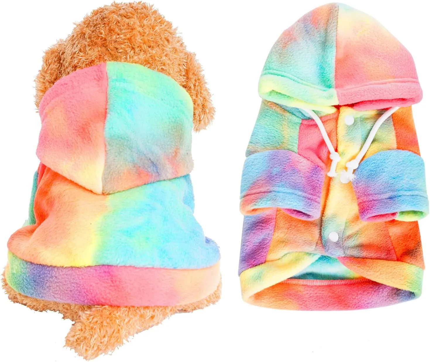 Rbenxia Tie Dye Dog Hoodie Cold Weather Coat Soft Fleece Puppy Sweatshirt Warm Jacket Pet Clothes Winter Outfit for Small Puppy Cat Pets (Multicolor, Small)